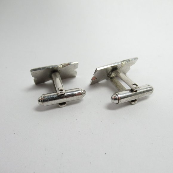 Vintage Silvertone Geometric Cuff Links - Picture 5 of 6